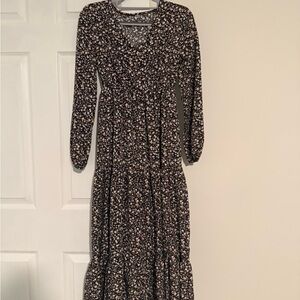 SHEIN Black Floral Long Sleeve Dress